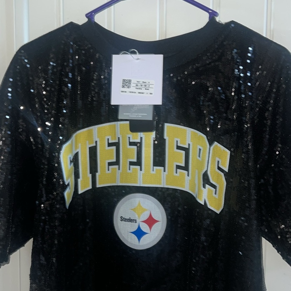 Steelers Black Sequin Kids Shirt